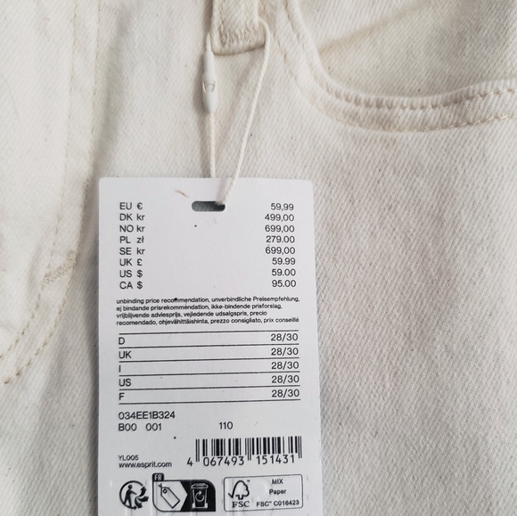 ESPRIT Ivory Mid Straight JEAN Size 38/30 - Picture 5 of 6